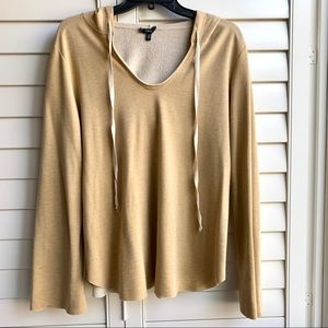 Drew by Anthropologie mustard yellow drawstring hoodie sweatshirt